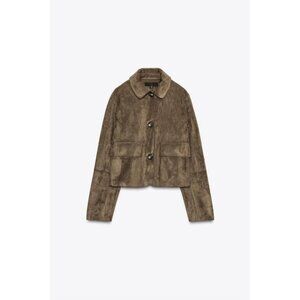 ZARA FAUX SUEDE CROPPED JACKET